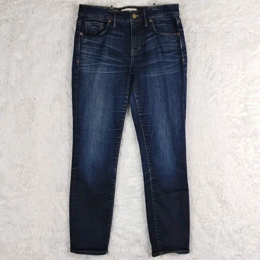 Madewell Womens Jeans Skinny Skinny Crop Blue Denim Dark Wash Whiskering 27